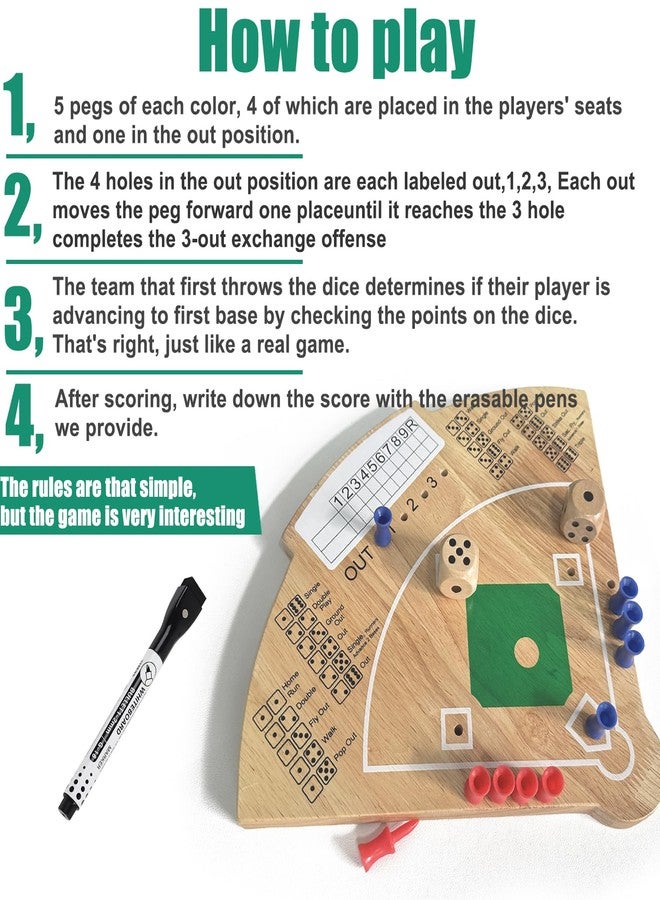 Deartisan Baseball Board Game, Oak Made Leisure Game for Sport Battle Table Game for Family Party Holiday Coffee Travel Time Gameboard - Image 3